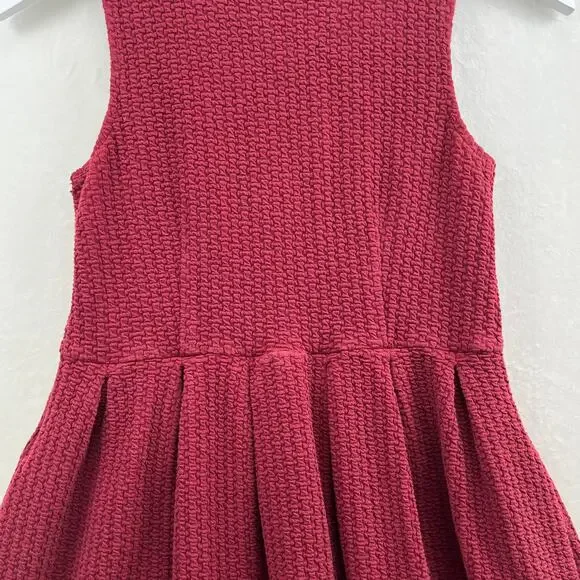 Anthropologie Ganni Burgundy Pinnacle Pleated Sleeveless Fit & Flare Dress  XS - Picture 4 of 15